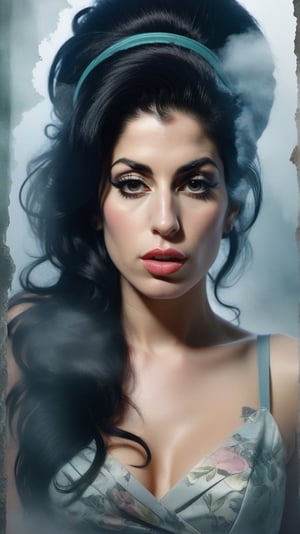 Conceptual art. Double exposure collage. 16K. UHD. high quality, photorealism. Thematic background. Fog.
Amy Winehouse.
Stunning full color design, sharp focus, studio shot, intricate details, high detail, detailed anatomy. Hyperrealism.