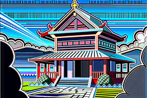landscape, buildings, taiditional Taiwanese village, Taiwanese temple, Hokkien architecture, Southern Min building, trees, East Asia, vintage, historical, heritage, Lukang Longshan temple, Taiwan, trational, temple, tile roof, upward curve ridge roof, blue sky, perfect proportions, perfect perspective, 32k, masterpiece, ultra realistic, best quality, hyperrealistic, photorealistic, madly detailed photo, pastelbg, Anime, FFIXBG
