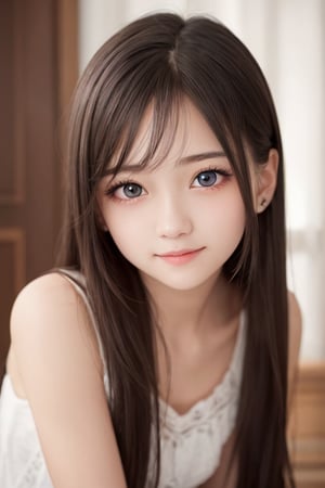 very cute loli face, 
very beautiful cute girl, 
(sparkling clear attractive large eyes:1), cheerful,
17 yo,
long straight hair, 
detailed beautiful eyes,
realistic photgraph