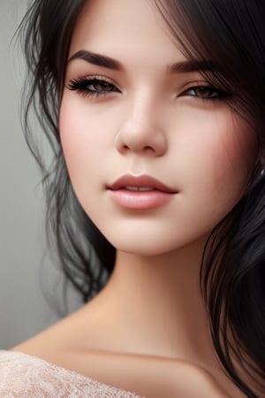 1girl, (Close-up), beautiful young woman, black hair, portrait, realistic