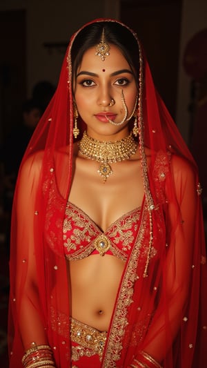 beautiful indianbride, hindu bridal makeup, bridal ornaments, hinsuism, indain culture, ornate, intimate,hot, midriff, navel piercing, gold jewel on belly button, gold waist band, gold waist beads  around abdomen,