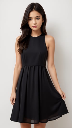 1girl, black  dress, white background, 