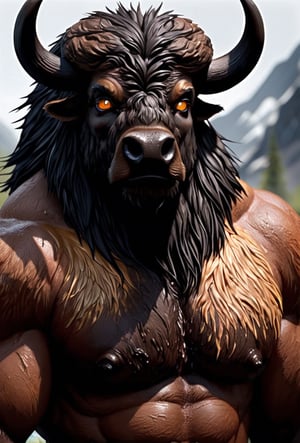  Shadow was in a dark place, and the thing staring at him wore a buffalo's head, rsnk and furry with huge wet eyes. Its body was a man's body, oiled and slick.((Theriocephaly)) 