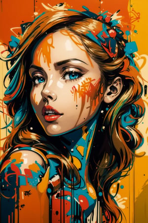 2D, graffitiStyle, (graffiti of perfect girl, random view, solo: 1.5), casual outfit, vibrant, detailed, very attractive, elegant face, sport figure, abstract, masterpiece, high quality, splashes of paint, dynamic pose, ,graffitiStyle,Anime