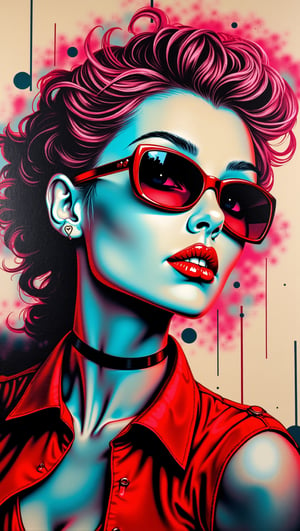 (masterpiece, high quality, 8K resolution),  graffiStyle, graffiti on the canvas paper of a beautiful woman in the aesthetic of atom punk which full of glamour and flamboyance. It a vision of the future through the prism of the 1950s. The image has clear contours that help contrast the color scheme. Accuracy of execution, inherent to the best street art artists.