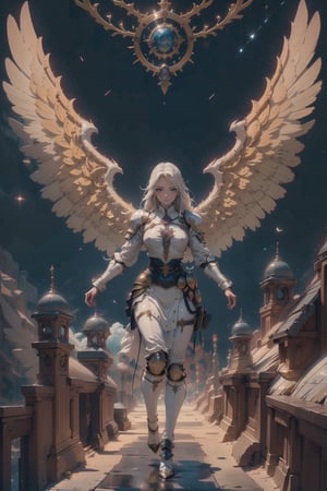 (masterpiece, best quality, artwork), (extremely detailed 8K picture, absurdes, 8k resolution, anime style), (symmetry: 1.3), (female angel \Kayle\). six ultra detailed huge wings, fly in the air, casual clothes,fantasy background, armor,highres,,1 girl,StarfireDC,Animecartoon mix