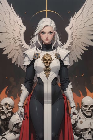 ppcp, (masterpiece, best quality, artwork), (extremely detailed 8K picture, absurdes, 8k resolution), (symmetry: 1.3), (female angel \Kayle\). six ultra detailed huge wings, fly in the air, casual clothes,fantasy background, armor,highres,,1 girl