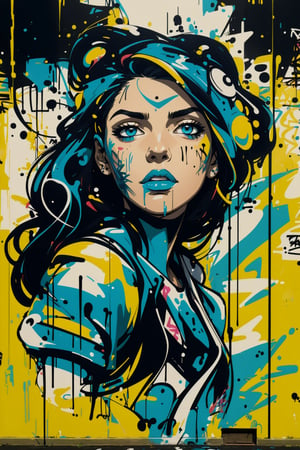2D, graffitiStyle, (graffiti of perfect girl, random view, solo: 1.5), casual outfit, vibrant, detailed, very attractive, elegant face, sport figure, abstract, masterpiece, high quality, splashes of paint, dynamic pose, ,graffitiStyle,Anime