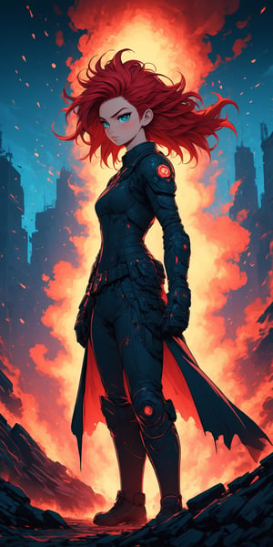 incredibly masterpice artwork, inspired by dark fantasies novel and comics about antihero, surreal image, absurdes, fantasy, dark, handpainted drawning, fusion traditional artwork and comic style, gta character style, high quality, high_res, upper body.
Her fiery red hair always stood out. Some joked that their bright color would always light her path. But for her they were always nothing more than a curse. Proof that she is different. Her blue eyes are like ice and her hair color symbolizes fire. She has too much burning rage, but she is always cold. She is one complete contradiction. Beautiful and pure on the outside, dirty and ugly on the inside. She is sure that one day the world will burn to the ground, leaving behind only ashes. And her dream is to become the spark that will mark the beginning of the fire.,skpleonardostyle,Leonardo Style,bodyPa,Comic Book-Style 2d,AiArtV,Flat vector art,portraitart,ULTIMATE LOGO MAKER [XL]