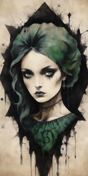 (masterpiece, high quality, 8K, high_res), handpainted, pencil drawning, underground art style,
illustration of a beautiful woman, non-standard forms graffitism and darkness from gothic style, the picture symbolizes the loneliness of the human soul, attempts to understand oneself and to be understood by others, melancholy and depression of the inner self, psychodelic. gloomy paltte. black and dark green colors prevail, grunge, merge victorian and slavic cultures style,artint,portraitart,portrait art style