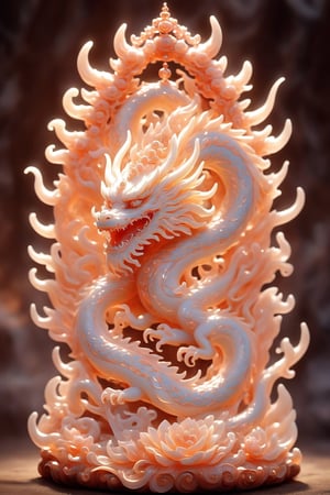 wood masterpiece depicting a Chinese dragon in hell.