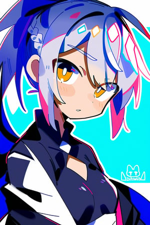dal-20,
masterpiece, best quality, 4k, absurdres, 2D, flat colors, clear colors, white outline,

1girl, solo, Luna, close up, black dress, french braids, high ponytail, diamond cutout, silver hair, golden eyes, 
looking at viewer,
dynamic pose