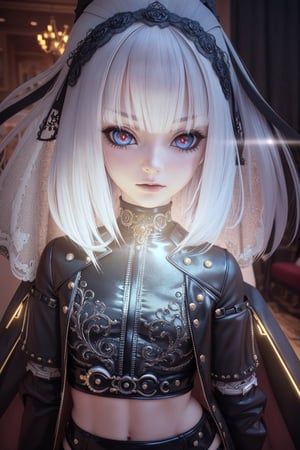 realistic photography,anime doll-girl,doll joints,half-punk-hair,sly anime-eyes,smug,slim-body,curvy hips,glamorous-fashion,realistic photograph,source lighting, rim lighting, radial lighting,color-boost,intricate, ornate, elegant and refined,glowing-illumination,3D,Goth,best quality,masterpiece,pvc