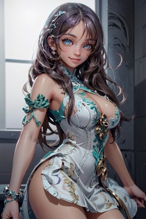 (photorealistic:1.4), (masterpiece, sidelights, exquisite beautiful eyes: 1.5), 、masterpiece, realistic, 3D face,big breasts,(charactor focus:1.5,cowboy shot:1.5),( purple hair:1.5,straight hair:1.5,long hair),(Princess girl,14old),(aqua eyes:1.2),(stand),(neat and clean cute embroidery Princess dress:1.3)、
(beautiful face),(light smile:1.5),Gentle face,happy smile,medium breasts,
neat and clean、adorable、Slim Body,(tareme:1.5),,shiny hair, shiny skin,(shiny background：1.5)、Detail
,Void volumes,3va,rfktr_technotrex