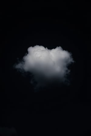 black sky, one glowing white cloud, 