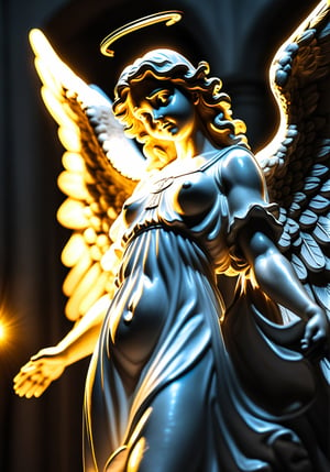 angel statue cinematic light