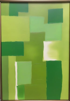 abstract Apple green mid century painting. 