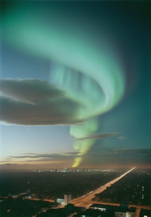 a shot of an aurora borealis in mexico city shot by Richard Misrach on Kodak Portra 400