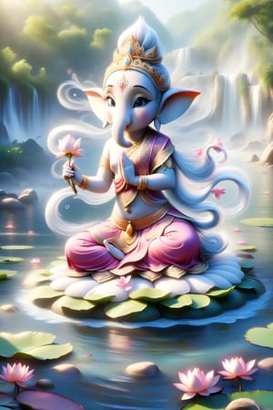 Score_9, Score_8_up, Score_7_up, Score_6_up, Score_5_up, Score_4_up, 
masterpiece, Ganesha, best quality, Sitting on Lotus In River,
Thai-style. 
,DonM3lv3nM4g1cXL,DonMW15pXL,disney pixar style