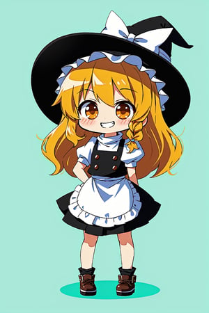 1girl, (kirisame marisa), ((chibi)), smug, smile, standing