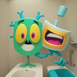 vivid whimsical toiilet themed monster madness, crazy cool colorful commode creature chaos, bathroom humor hilarious horrors , score_9, score_8_up, score_7_up, ,TOONaughty