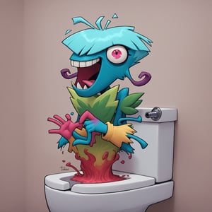 vivid whimsical toiilet themed monster madness, crazy cool colorful commode creature chaos, bathroom humor hilarious horrors , score_9, score_8_up, score_7_up, ,TOONaughty