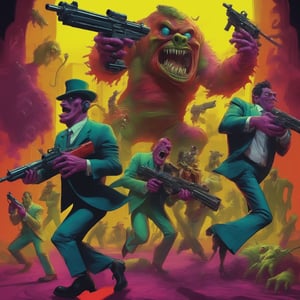monster goofy guys in cool suits with guns and stuff like some bizarre alternate reality other dimensional Ghostbusters original film style cool crazy insane creature feature scene from a bad dream a nightmare version of the film reimagined,Claymutation XL
