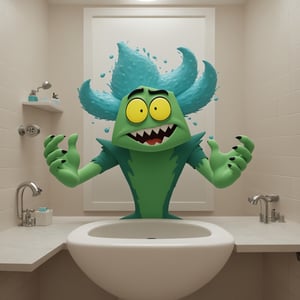 vivid whimsical toiilet themed monster madness, crazy cool colorful commode creature chaos, bathroom humor hilarious horrors , score_9, score_8_up, score_7_up, ,TOONaughty
