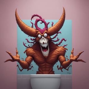 vivid whimsical toiilet themed monster madness, crazy cool colorful commode creature chaos, bathroom humor hilarious horrors , score_9, score_8_up, score_7_up, ,TOONaughty