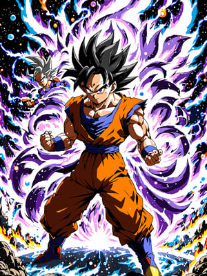  DragonBall Z, goku, freiza saga, 1st time super saiyan, ultra-detailed, best quality, masterpiece, Fizzlespell style,CartooNuclear Meltdown style