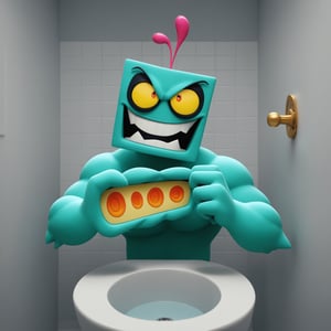 vivid whimsical toiilet themed monster madness, crazy cool colorful commode creature chaos, bathroom humor hilarious horrors , score_9, score_8_up, score_7_up, ,TOONaughty