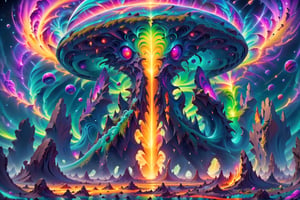 A cosmic landscape scene of an alien gooy ooze color slime goop melty dripping color world with vivid rich colors and ancient alien temple ruins, colorful world, crazy auroras in star filled sky, psychedelic colorscape, cosmic creatures, best quality, perfect detail, vivid color saturation, masterpiece, absurdres, Psychedelic alien worlds, sprawling cosmic colorscapes, (ultra-detailed), (ultrarealistic), ((best quality)), ((highest quality)), (intricate detail),Psychedelic alien worlds,Psychedelic alien worlds ,Sprawling cosmic colorscapes ,photorealistic,rayearth