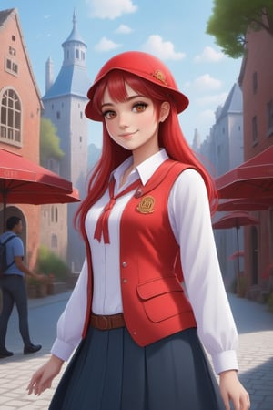 cute girl with red hire