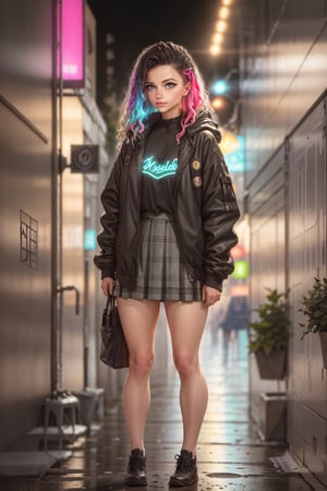 (detailed), SkpFace, A Woman, portrait full body_detailed, intricate details,  Color Booster, semi-realistic, SkpFace, 

Solo, (1girl:1.1), (oversized jacket), vector art, poster, badge, jacket, plaid, plaid_skirt, school_uniform, shirt, skirt, long_sleeves, pleated_skirt, checkered_skirt, white_shirt, plaid_dress,  shuujin_academy,  

((standing next to a neon light board, glowing in the dark,, street, melissa stemmer's photography style, black dark background, (cold colors), damp, moist, reflections, (masterpiece) (perfect proportion)(realistic photo), (best quality), (detailed), (amoled neon lighting), (sharp focus) (intricate), Neon Light,neon photography style))

Film Grain, Polaroid Type_600_B_1.1:0.5, FilmGrainAF,ProduceSei,photorealistic,SkpFace