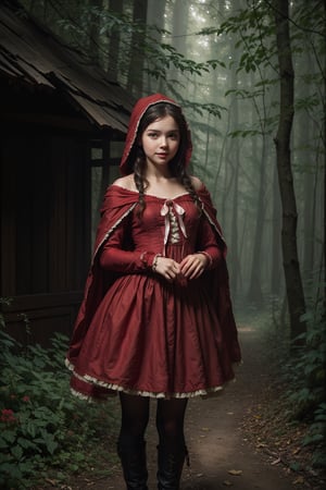 little red riding hood, 13 year old, fresh faced, pretty happy_face, full_body, vivid color, masterful painting in the style of Anders Zorn | Marco Mazzoni | Yuri Ivanovich, Aleksi Briclot, Jeff Simpson, digital art painting style