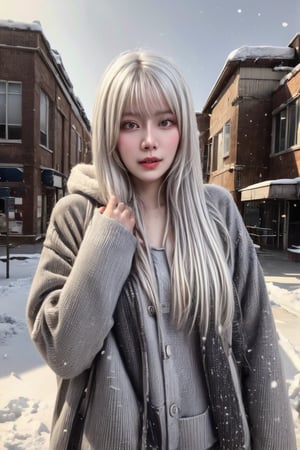 (1girl, white_hair), 
(winter clothes), 
Snow, trees, 
(cowboy_shot),
highres 32k wallpaper, ultra highres, highly detailed, masterpiece, ultra realistic, The atmosphere is captured in high grain, reminiscent of ISO 800 film with wide angle, photorealistic, REALISM
