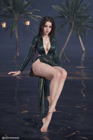 Semirealistic, potrait, masterpiece, best quality, volumetric lighting, gigantic_breasts,saggy_breasts, long_hair, absolute_cleavage,crotch_curtain,night cityscape,1girl,girl_lying_down_in_shallow_water_in the_oasis,spreading_legs, M_legs, vulva, no_panties, pubic_hair,FlawlessElegance,palm_trees_in_the_background, windy, skirt_blow, wind_blown_hair, Torches,MatariDress,half_body_shot,Irish_v1,girl submerged_in_water,GreenDress,on_all_fours,on_hands_and_feet, looking_at_viewer,sweating,soaking
