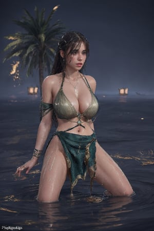 Semirealistic, potrait, masterpiece, best quality, volumetric lighting, gigantic_breasts,saggy_breasts, long_hair, absolute_cleavage,crotch_curtain,night cityscape,1girl,girl_lying_down_in_shallow_water_in the_oasis,spreading_legs, M_legs, vulva, no_panties, pubic_hair,FlawlessElegance,RedDress,palm_trees_in_the_background, windy, skirt_blow, wind_blown_hair, Torches,MatariDress,half_body_shot,Irish_v1,girl submerged_in_water,GreenDress,on_all_fours,on_hands_and_feet, looking_at_viewer,sweating,soaking
