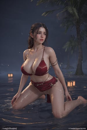 Semirealistic, potrait, masterpiece, best quality, volumetric lighting, gigantic_breasts,saggy_breasts, long_hair, absolute_cleavage,crotch_curtain,night cityscape,1girl,girl_lying_down_in_shallow_water_in the_oasis,spreading_legs, M_legs, vulva, no_panties, pubic_hair,FlawlessElegance,RedDress,palm_trees_in_the_background, windy, skirt_blow, wind_blown_hair, Torches,MatariDress,half_body_shot,Irish_v1,girl submerged_in_water,GreenDress,on_all_fours,on_hands_and_feet, looking_at_viewer,sweating,soaking
