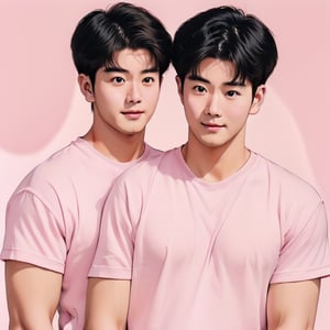 ((All_In_circle)),(1man,solo, photorealistic, asian, muscular,chubby_chest, korean style,) blush,happy face, pastel_shirt,masterpiece,best quality ,(sakura_tree, pink_peony flowers), ((Diecut,white background,))Circle,watercolor,nijiboy,male 