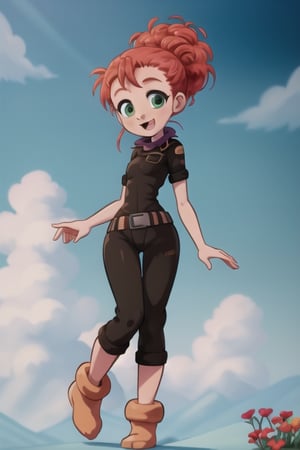 Tulip From Storks, standing, bushy ponytail, full body,happy, looking on viewer, solo