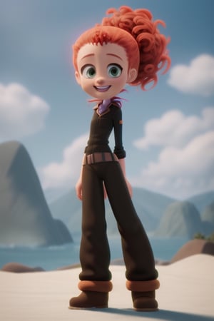 Tulip From Storks, standing, bushy ponytail, full body,happy, looking on viewer, solo