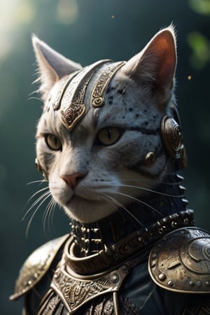 cinematic photo cat head anthropomorphic humanoid body, movie poster, Indonesia warrior character with Javanese armor, high detail, hyper realistic. 35mm photograph, film, bokeh, professional, 4k, highly detailed