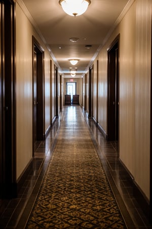 cinematic photo of a hotel hallway