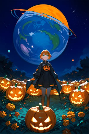 (score_9,score_8_up,score_7_up,score_6_up,score_5_up,score_4_up), anime, no humans, halloween, outer space, a pumpkin planet, planet, pumpkin