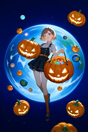 (score_9,score_8_up,score_7_up,score_6_up,score_5_up,score_4_up), anime, no humans, halloween, outer space, a planet that looks like a pumpkin, planet, pumpkin