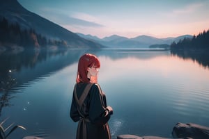 1girl, READ DESCRIPTION, lake, [2.5D:7], masterpiece, best quality, highres, newest, very aesthetic, General