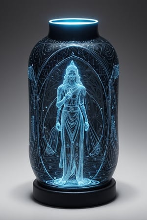 OBJECT: Image depicts an

artificially adorned human-like figure with intricate engravings and luminous inserts.

SPECULATION: Possible ritualistic

avatar or representation of abstract concepts. The glowing elements could signify an importance on energy or light. Usage undetermined but likely significant in human socio-cultural rituals or digital iconography.