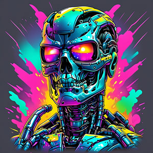 tshirt vector, terminator 
lighting, 90s
 graphic, synthwave, vivid 
colors, detailed,Disney pixar style