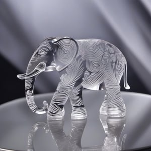 A awesome elephant engraved in bloc of crystal with laser